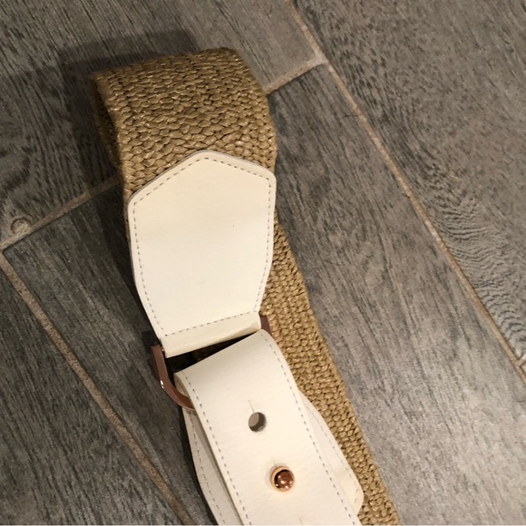 Women’s straw/white adjustable belt - Picture 5 of 6